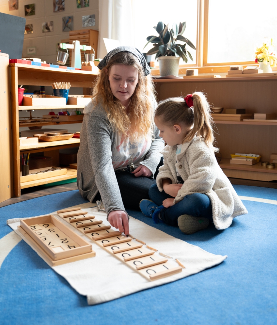 Teacher and student at Montessori School of Huntsville