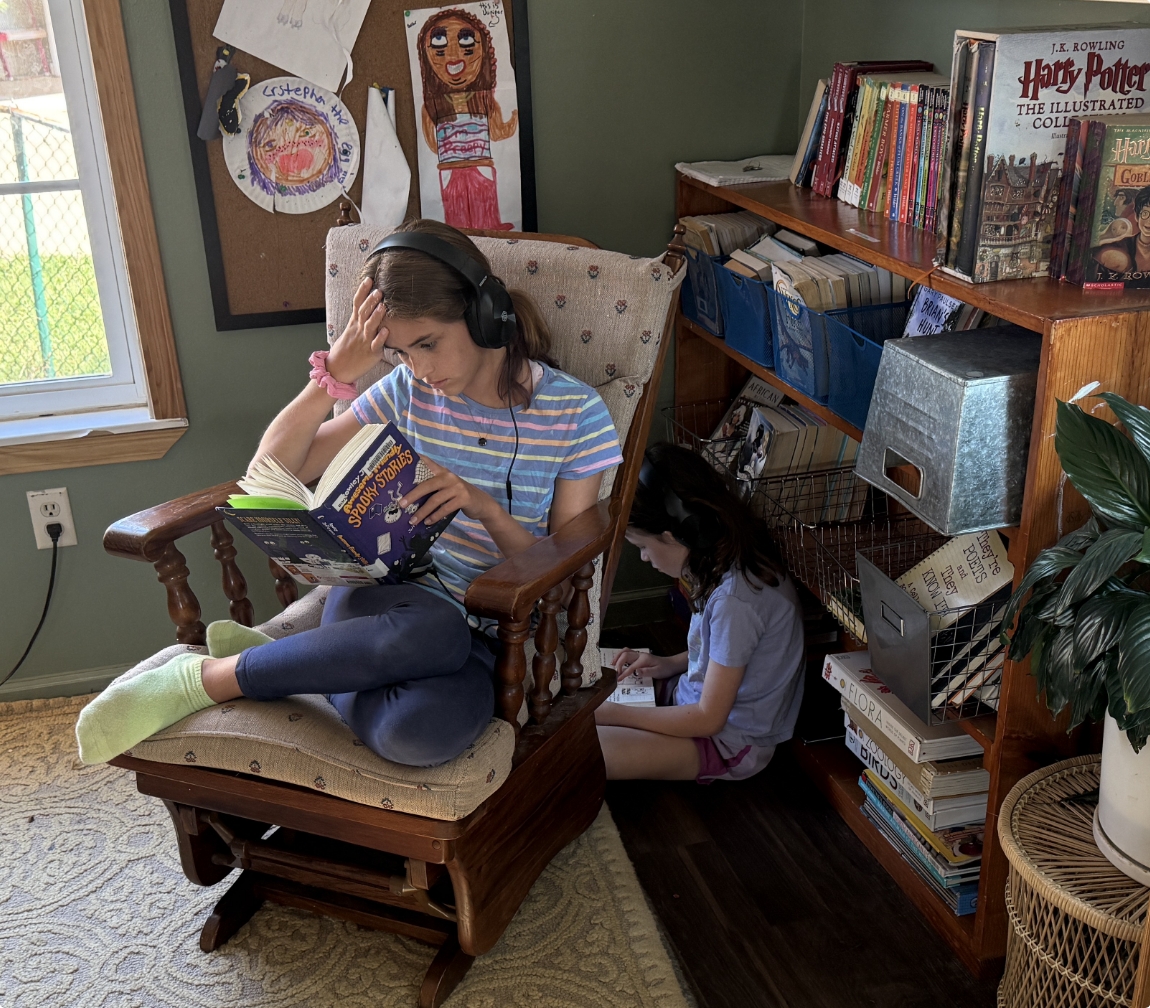 Student reading in classroom